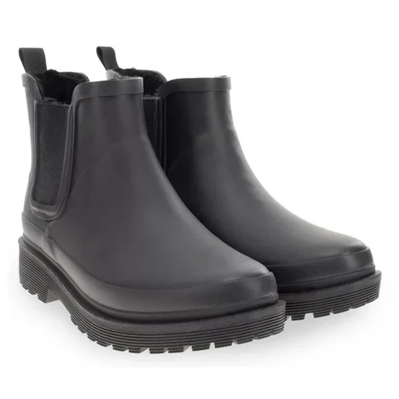 chooka Shoes - chooka LADIES WATERPROOF Black FAUX FUR LINED RUBBER RAIN BOOT
